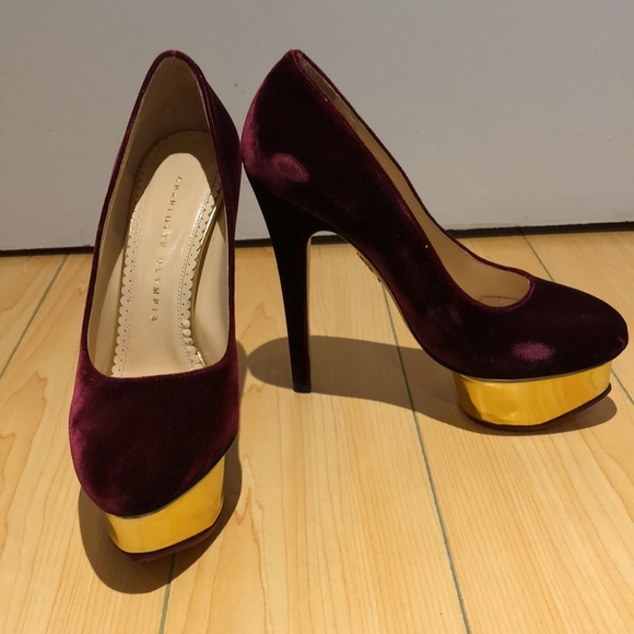 Charlotte Olympia burgundy platform heels size 36.5 - Picture 3 of 15